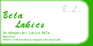 bela lakics business card