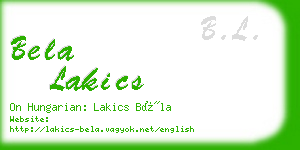 bela lakics business card